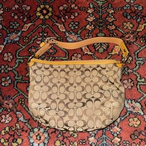 Vintage y2k Coach Signature Canvas Hobo Bag in Khaki Yellow Brown